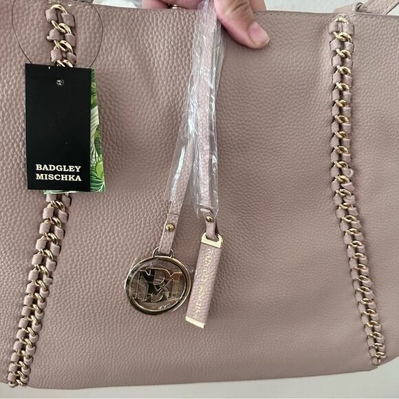 NWT Badgley Mischka Tote blush pink vegan leather dual straps everyday bag - Picture 7 of 9